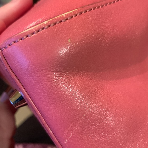 Monsac Original vintage pink 2 handle zip footed leather mini satchel bag EUC - Picture 13 of 15